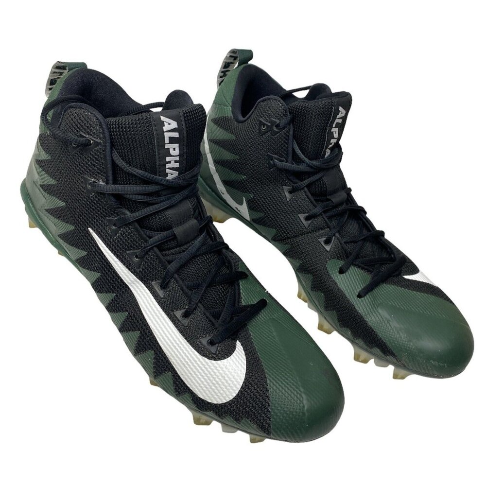nike alpha menace mens size 13.5 mid cleat green / white